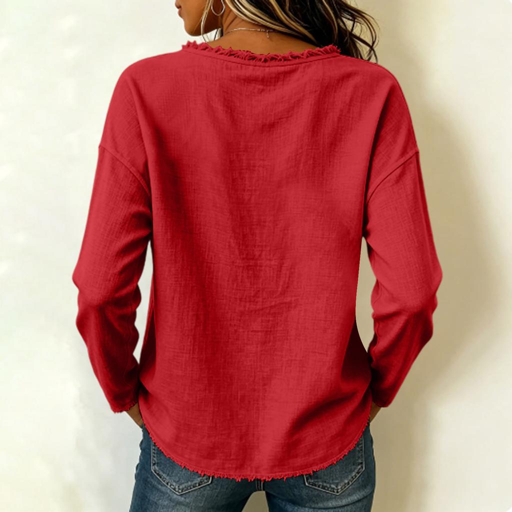 Women Casual Long Sleeve Crew Neck Top Patchwork Design Lightweight Comfortable Fit Loose Style Pullover Shirt for Everyday Wear