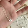 New 925 Sterling Silver Bead Chain Bead Pendant Necklace Simple Charming Woman Round Bead Choker Birthday Gift Exquisite Jewelry