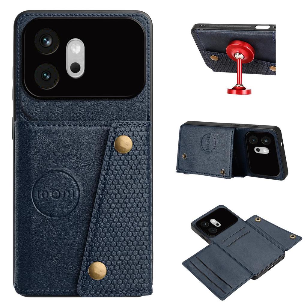 Vintage Leather Card Holder Phone Case for HONOR 600 Card Pockets Dual Snap Buttons Flip Wallet Shell