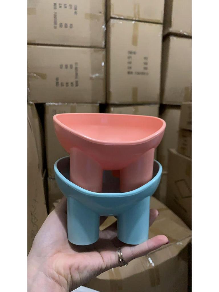 Pet Supplies Macaron Color Elephant Leg Bowl - Anti-Spill Slanted Mouth Cat Bowl with Neck Protection.