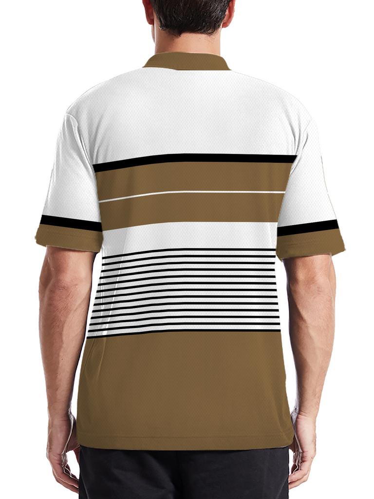 Printed Design – Not Textured Men's Digital Print Short Sleeve Quick-Dry Breathable Polyester Fabric, Featuring a " " Letter Print, Regular Fit, Round
