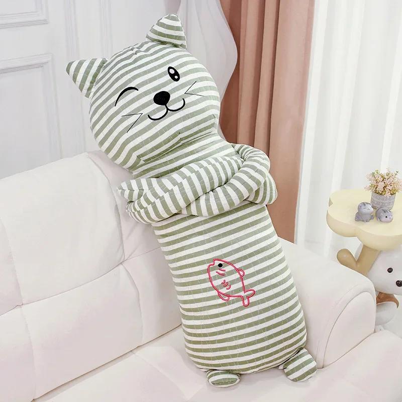 70/110Cm Stripe Cat Plush Stuffed Animals Toy Cat Long Sleeping Pillow For Boys And Girls Children Xmas Birthday Gift