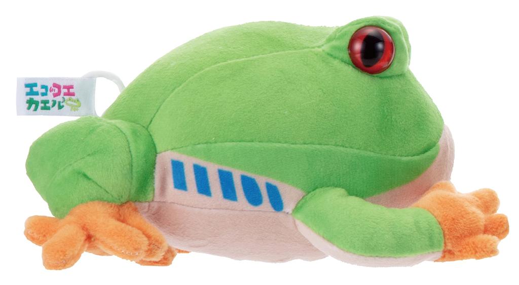 Iwaya's Eco Sound Series, Ecokoe Kaeru, recreates the sounds of living creatures without the use of batteries. This frog, a red-eyed tree frog, is a
