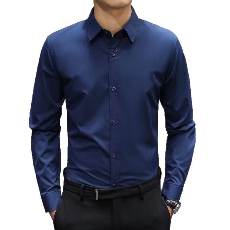 Chemise de travail à manches longues infroissable pour homme en bleu clair/gris