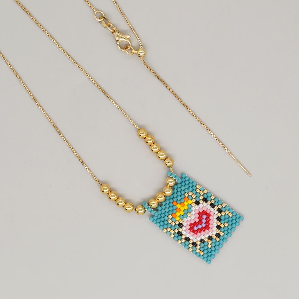 Go2boho New In Gold Chain Miyuki Lover Heart Pattern Bead Handmade Pendant Necklaces For Women Summer Boho Jewelry Chic Gift