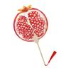 Fruit Print Fan with Wooden Long Handle Portable Lightweight Outdoor Travel Camping