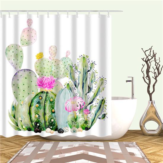Tropical Cactus Plant Pineapple Shower Curtains Bathroom Curtain Cortina Ducha Frabic Waterproof Polyester Bath Curtain