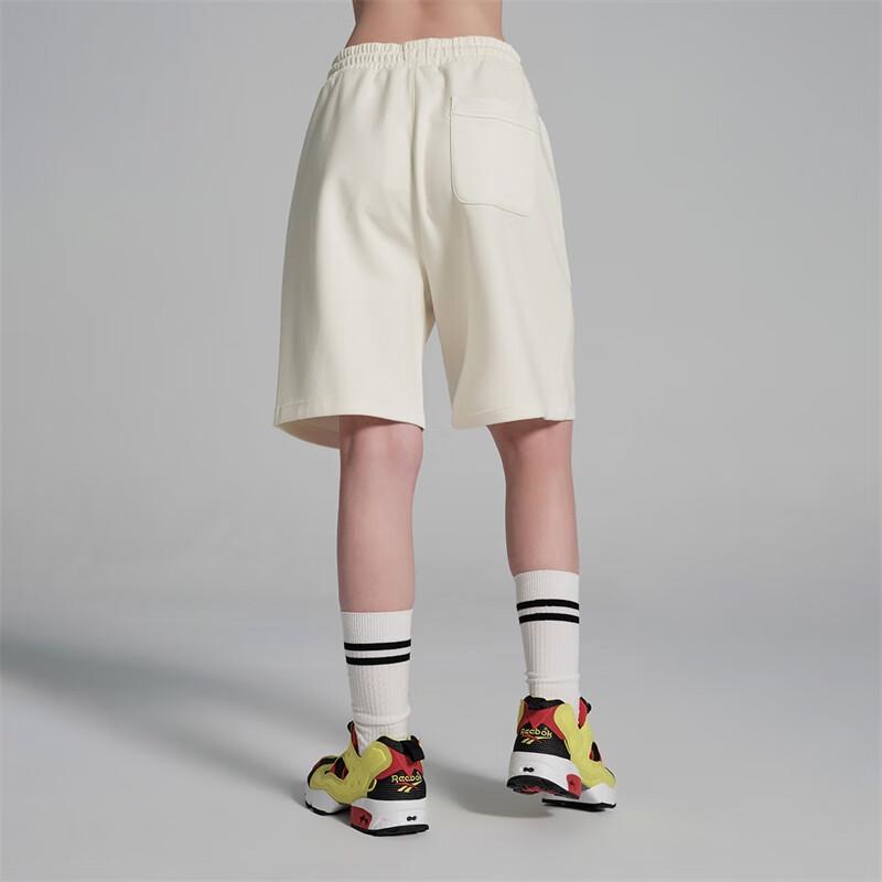 Reebok Solid Color Lace-Up Knitted Casual Shorts Unisex shorts White 24SRC607UGW2