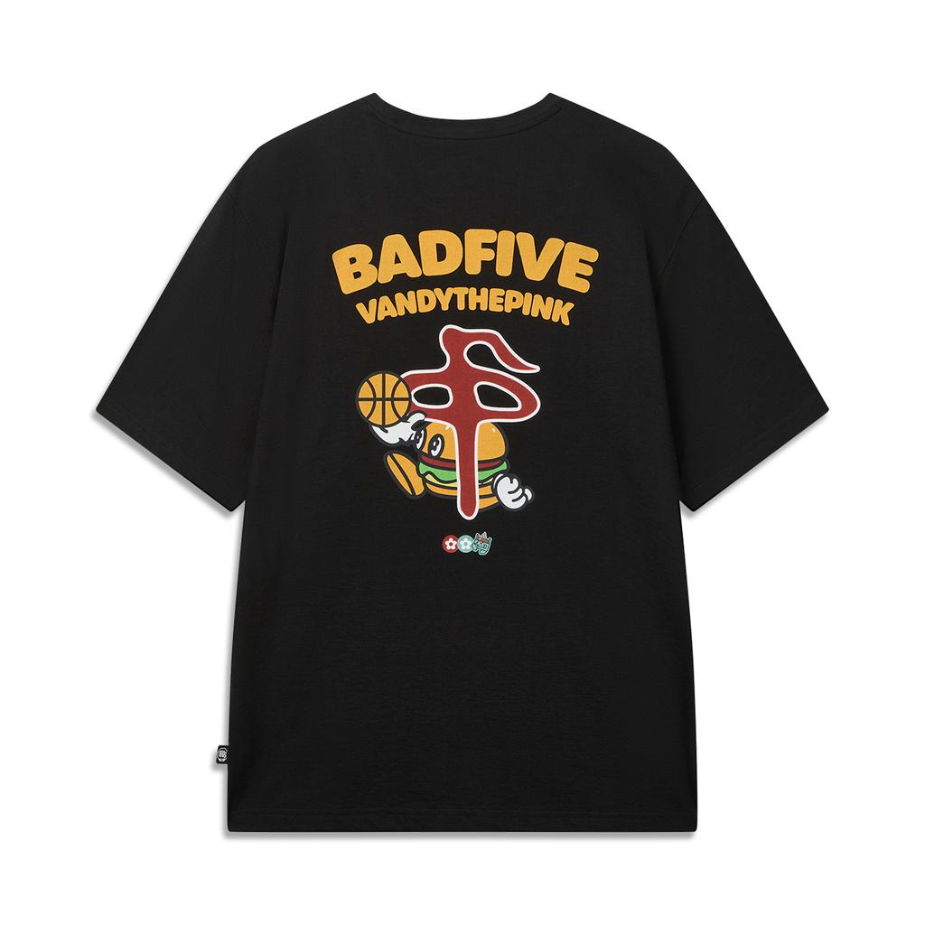 Li Ning × Badfive Basketball Championship Casual Loose Ice Feel Moisture Wicking Comfortable Short Sleeve T-Shirt Men tops Black AHSW995-1