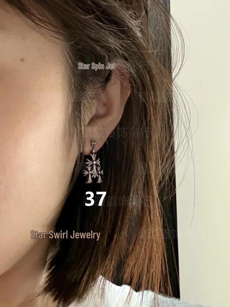 Cercei atârnători New Cross G-Dragon cu diamante colorate pentru bărbați și femei, Cupru alb, Argint thailandez, Ac din argint s925