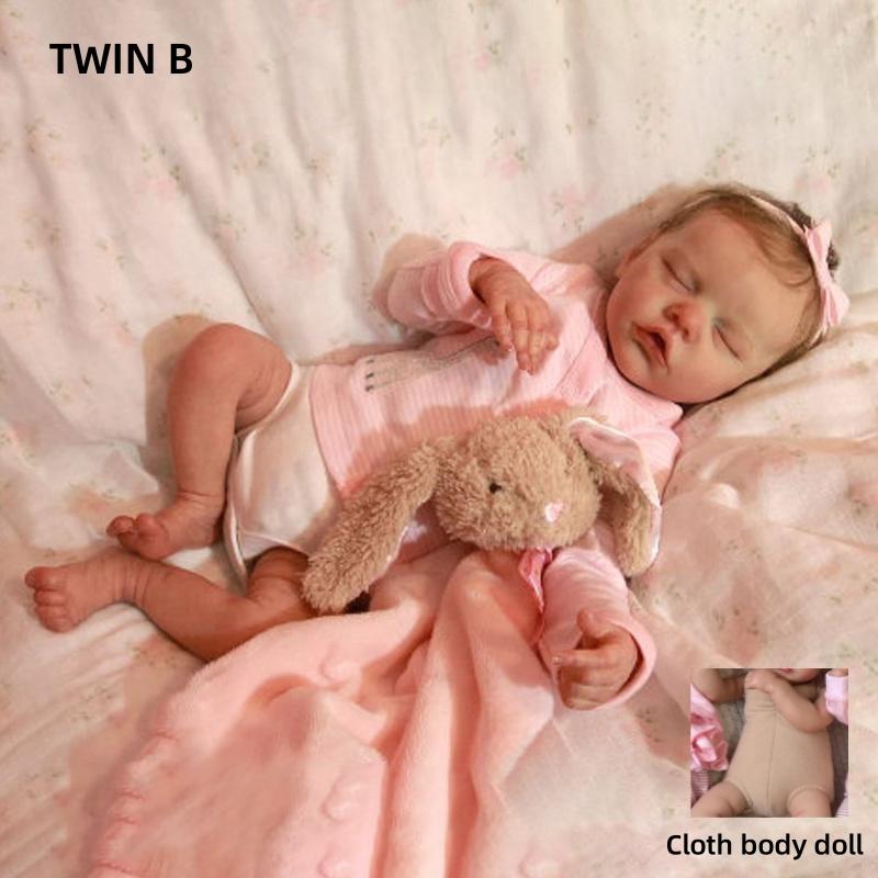 

Реалистичные 18-дюймовые куклы реборн Близняшка А Близняшка Б Полностью виниловое/тканевое тело Куклы новорожденных Реалистичные спящие куклы реборн для девочек для детей Подарки на день рождения Twin B cloth body