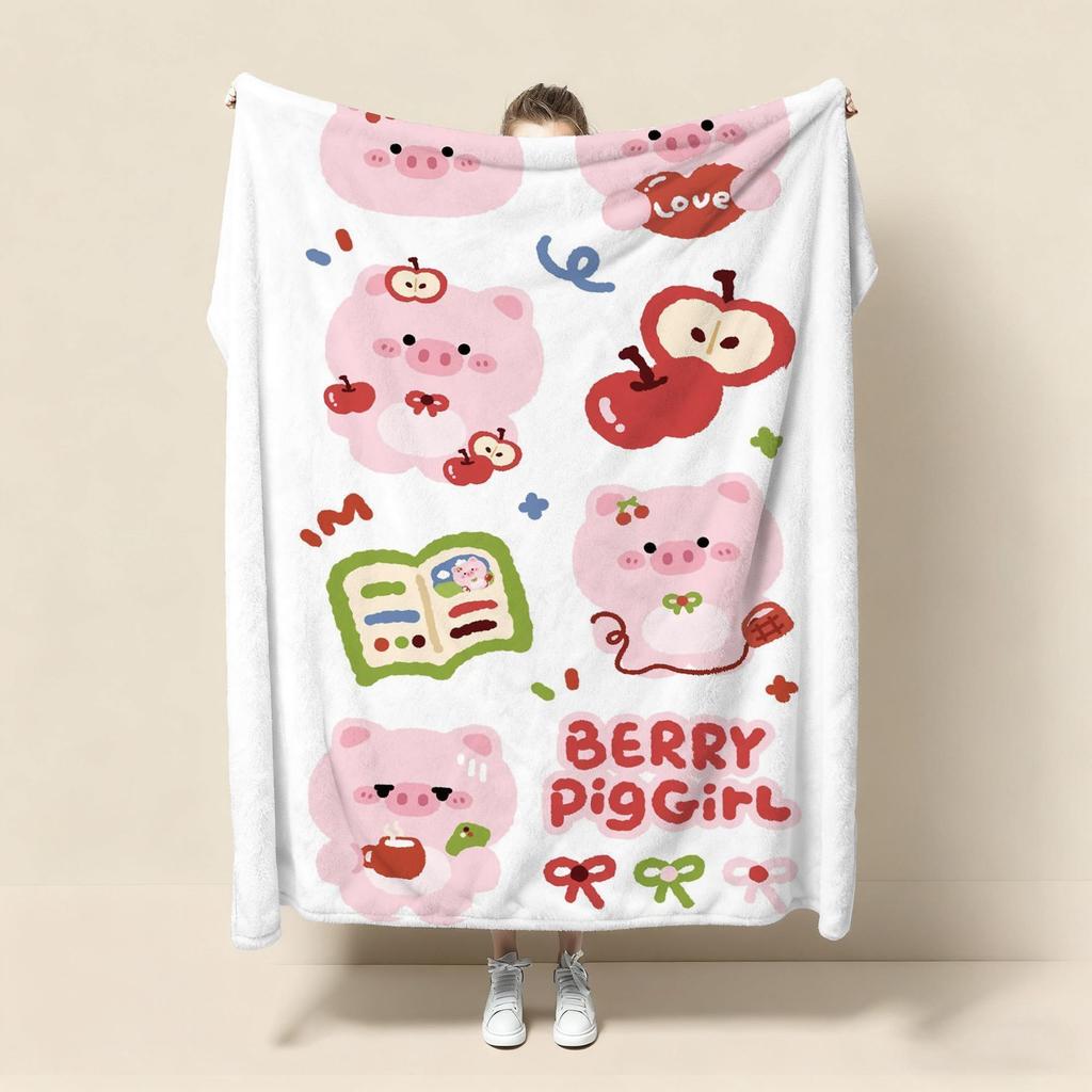 Best Seller Pink Pig Pattern pink Blanket Cute Cartoon Custom Print Blanket for Bedroom Sofa Living Room Home Decor Gift Use