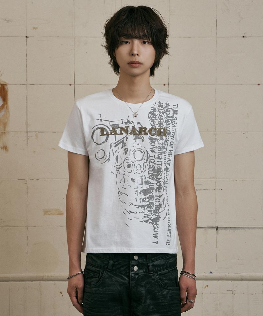 LANARCHIVE [0134] Pistol Applique Short Sleeve T-Shirt - Ivory