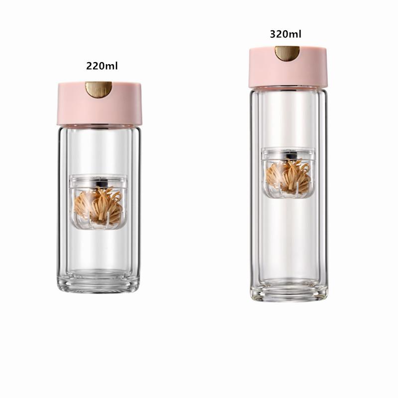 Tea Tumbler With Infuser Double Wall Glass Travel Tea Mug With Magnetic Infuser For Loose Leaf Tea And Fruit Tea Water Bottle
