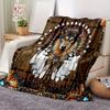 1pc Wolf patterned flannel blanket, thickened and warm, suitable for all seasons, camping, office, and dormitory covers
