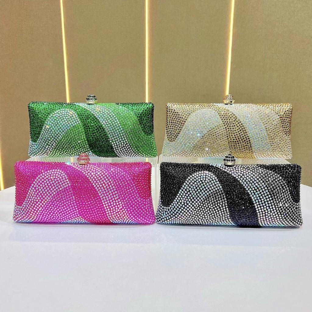 Full Diamond Bag, Wedding Bridesmaid Bag, Party Bag, Water Diamond Shining Dinner Bag, Chain Bag