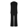 2 Pcs/Set Women Vest Pants Set Sleeveless V Neck Button Decor Wide Leg Straight Loose Solid Color Lady Top Trousers