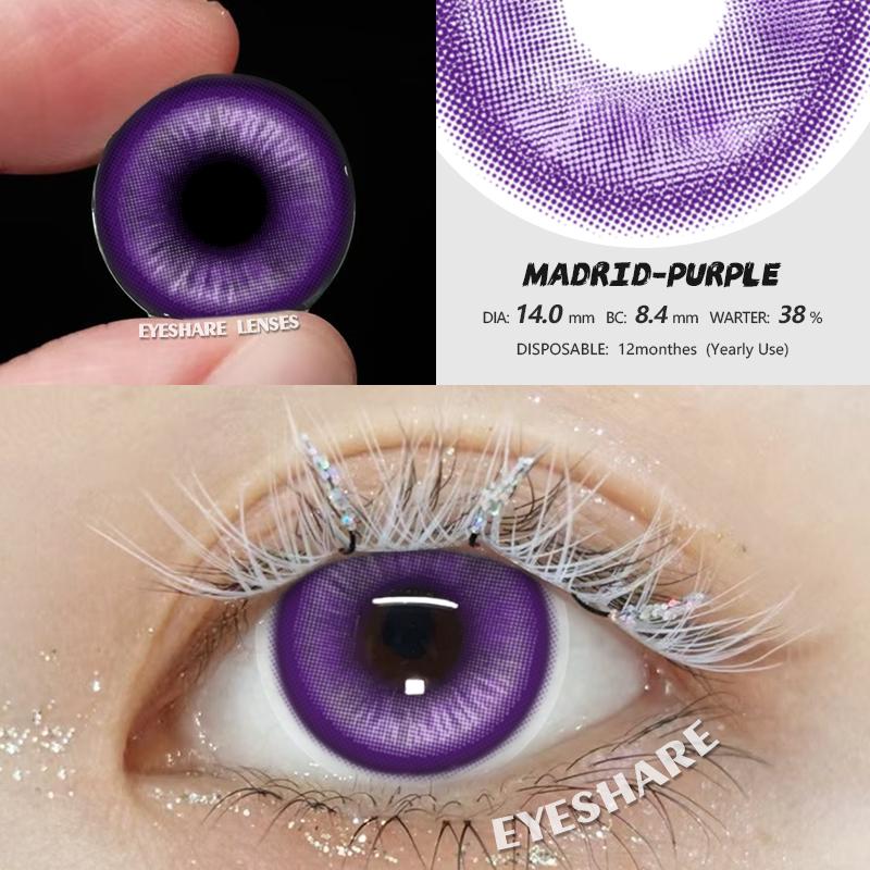 

1 пара Хэллоуин Фиолетовые цветные контактные линзы Аниме Y2k Цветные линзы для косплея Аниме аксессуары Линзы Розовые линзы 0