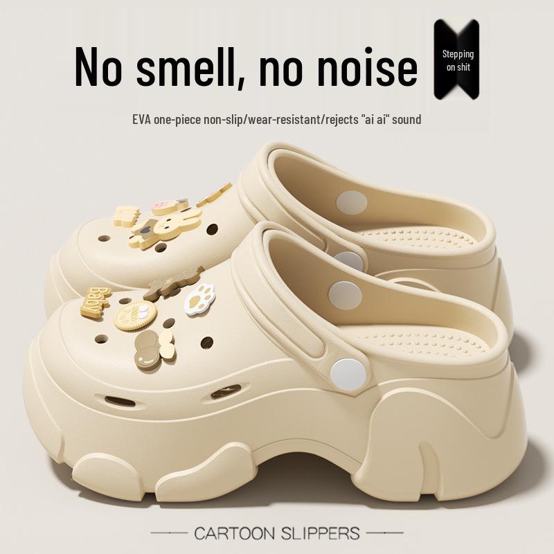 Women's Summer Thick-Soled Height-Increasing Perforated Beach Shoes – Lightweight EVA Material for Comfort and Durability.