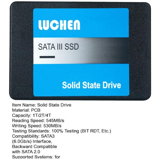 SATA III 2.5-inch SSD R/W Speed Up To 545MB/s 530MB/s 1/2/4TB Internal Solid State Drive Compatible with PC Computer Desktop Laptop