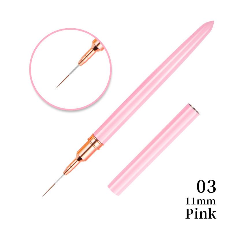 7/9/11/15/25mm Nail Brush Acrylic French Stripe Line 1Pcs Pink Black UV Gel Painting Pen Carved Nail Art Liner Brush For Manicur
