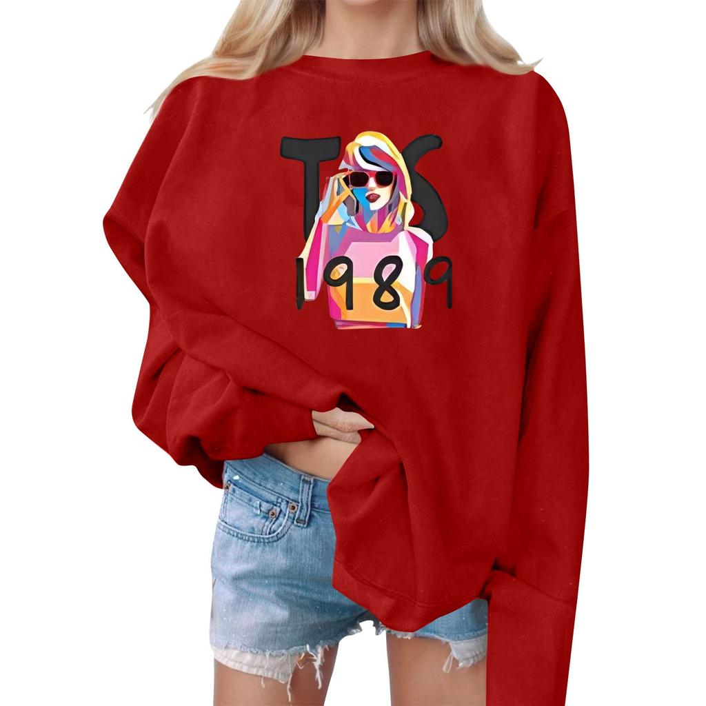 Women Autumn Winter Tops Women's Long Sleeve Sweatshirt Casual Crewneck Loose Fit Pollover Fleece Tops
