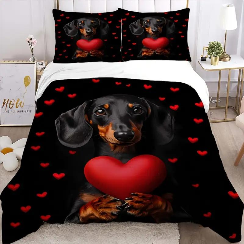 

Cute Dog Bedding Set, Soft, Comfortable and Breathable Fabric, Durable, Easy To Care, Wrinkle-resistant and Machine Washable EU Single(135x200cm)