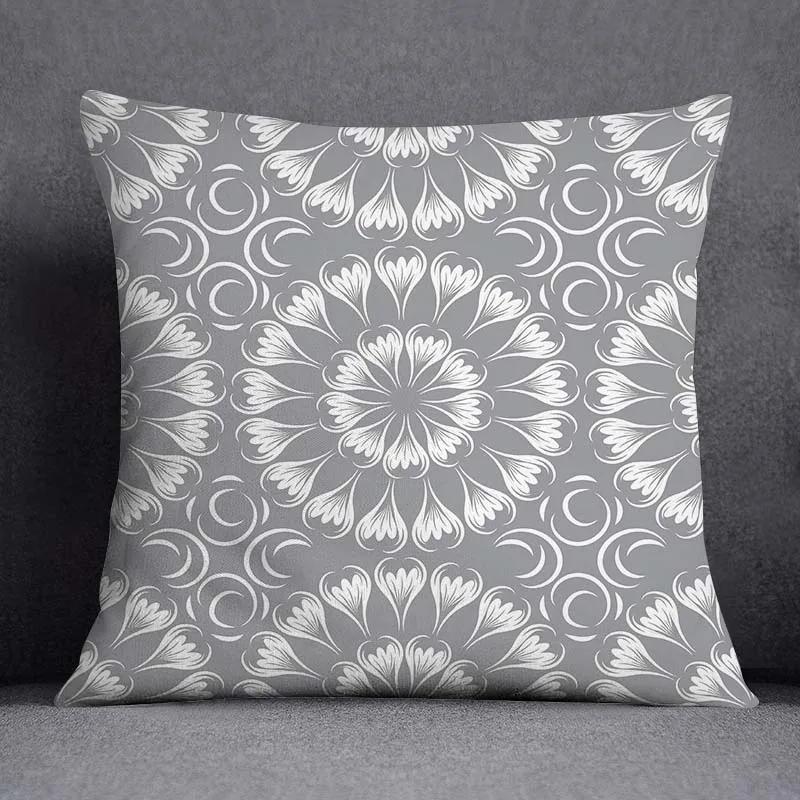 Pillowcase Home Office Decor Cushion Cover Grey Low White Floral Pattern