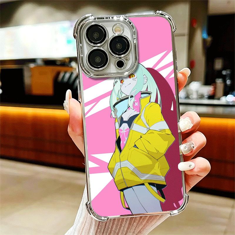 

E-Edgerunners Anime Rebecca Soft Phone Case For iPhone 15 16 17 Air 14 Pro Max 16E Plus 13 12 Mini Plating Anti-Fall Fundas iPhone 16E