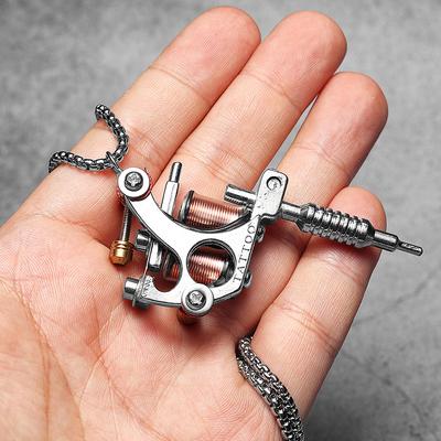 Men Charm Tattoo Machine Stainless Steel Jewelry Necklaces With Pendant For Male Women Punk Hip Hop Accessories Gifts