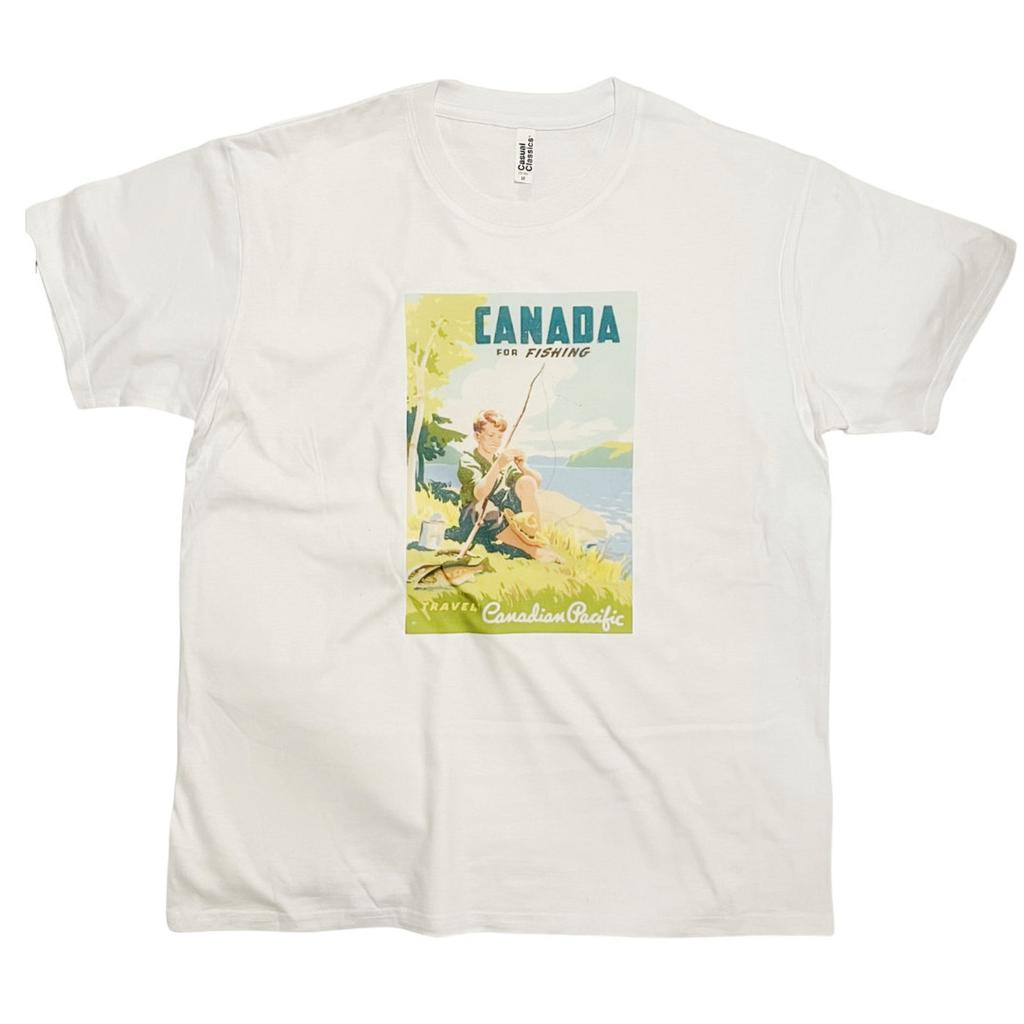 Canada Travel Poster T-Shirt Fishing River Lake Vintage Art Bag