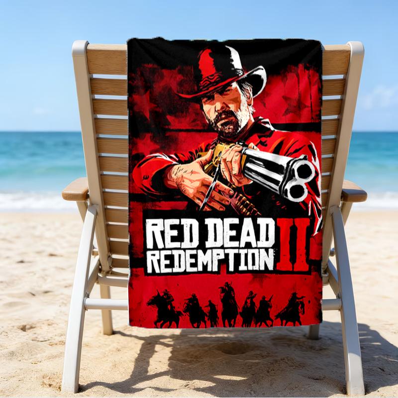 proof beach towel with a Red Dead Redemption1 pattern - soft,absorbent,quick-drying,machine washable - perfect for swimming,camping,bathing