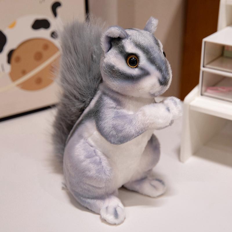 Cute Soft Stuffed Animals Doll Pillow Gift Realistic Squirrel Plush Adorbale Furry Hair Big Tail Toy