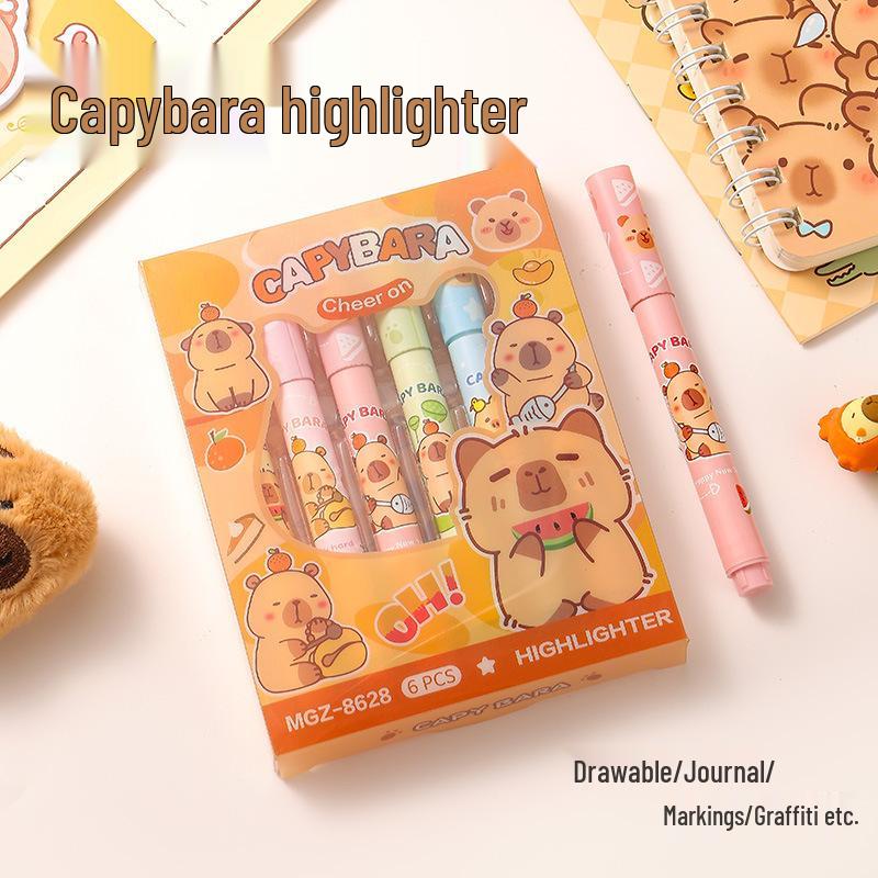 Capybara Highlighter Pen: Cute Colorful Journaling & Eye Protection Marker