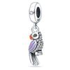 Copper Metal Blue Murano Bead Component Pansy Flower Dangle Charm Bead Component Compatible With Authentic Original Brand Bracelet High Quality Fine