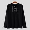 INCERUN Men Lace-up Neck Long Sleeve Casual Loose Undershirts Basics Tops