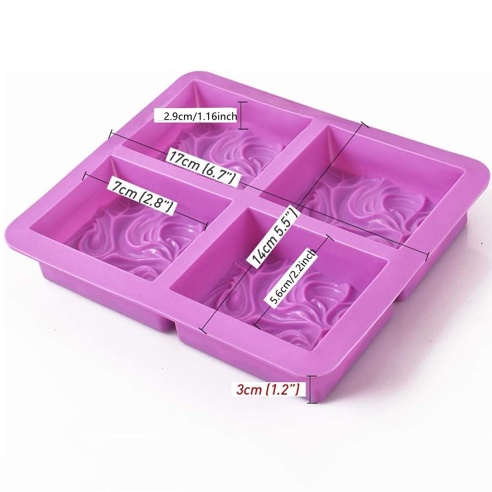 Dicke Silikon Rechteck Seifenformen, DIY Handgemachte Seifenformen mit Ozeanwellenmuster für Milchseife Gelee Pudding Mousse Form