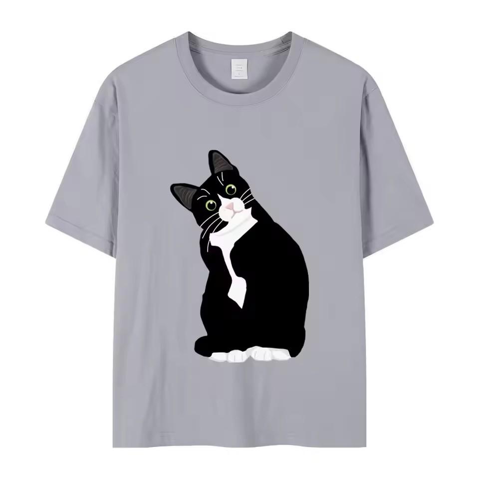 Women's T-shirt Art Cat 3D Printed Clothing Summer Round Neck Fashion Short Sleeve Elegant Casual Top Women's Clothing