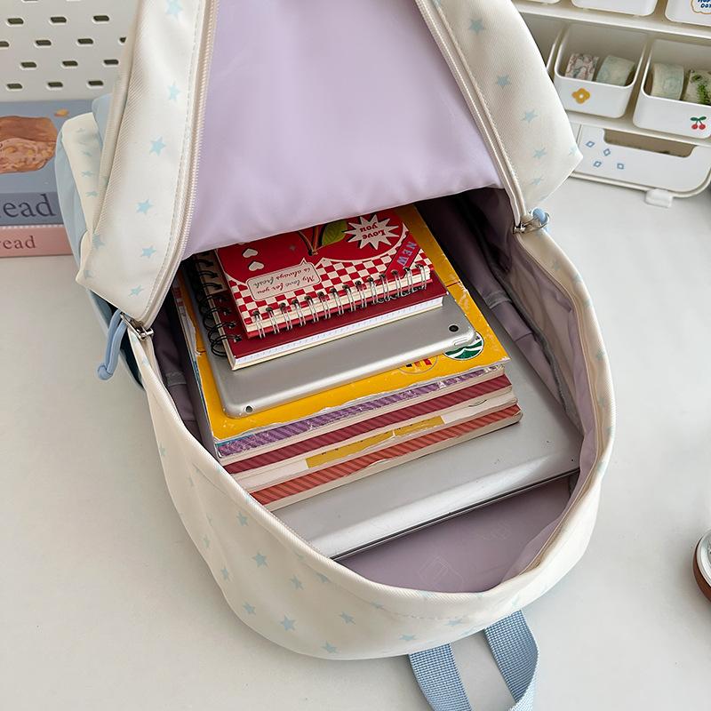 Schoolbag New Japanese Ins High Value Fresh Sweet Cute Star Backpack Junior High School Students Lightweight Travel Backpack