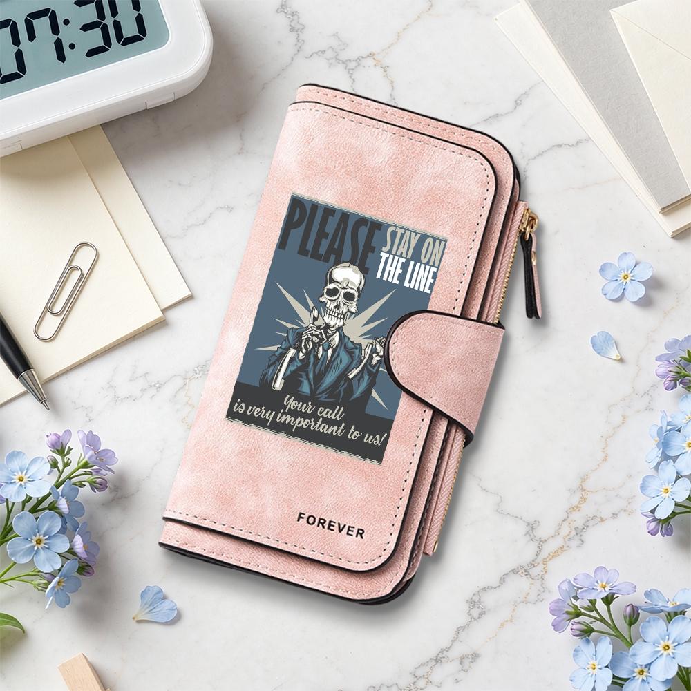 Skull Print Wallet Fashion Casual Multi Card Slot Portable Purse