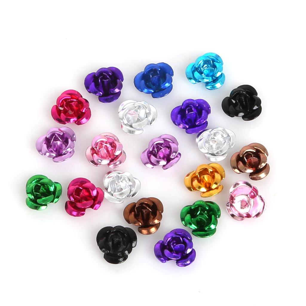 100 pezzi di testa di rosa in alluminio per gioielli, produzione di matrimoni, feste fai da te, artigianato, decorazione, perline di colore misto, decorazione per la casa