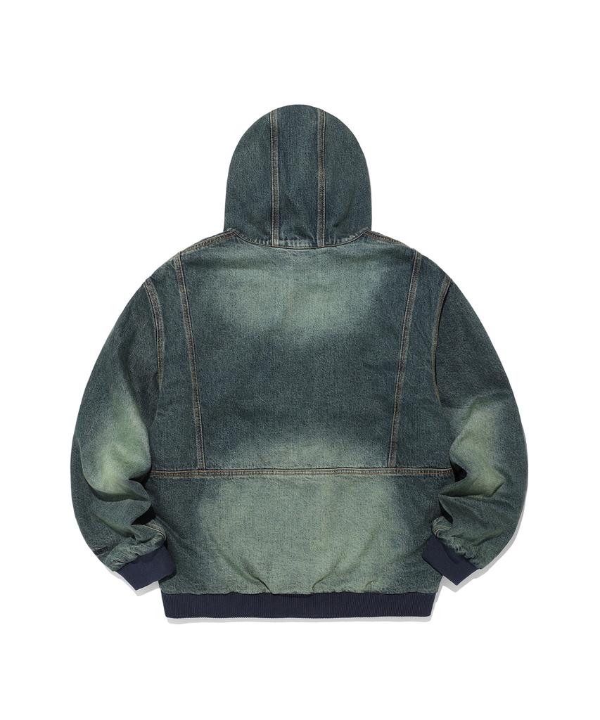 Istkunst Paneled Denim Hood Zip-Up_Green(Ik2Efmd111A)