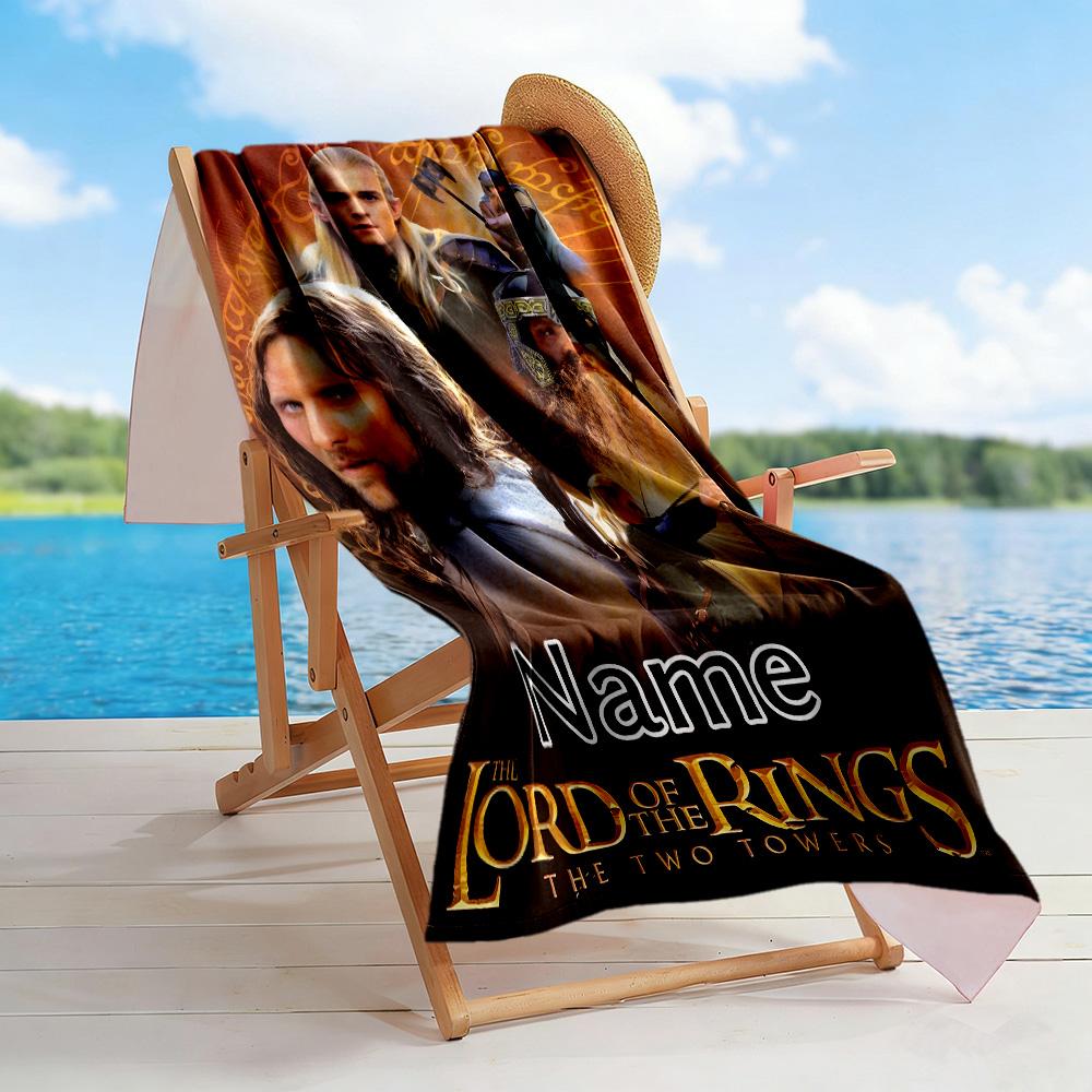 Journey Through Middle-earth Personalized Name Beach Towel Quick-Dry Soft Microfiber