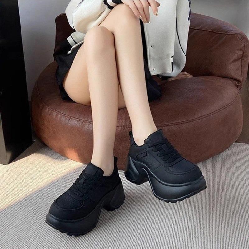 Small Man Thick-soled Heightening Father Shoes Women's Autumn New Lace-up Muffin Shoes Casual Sports Board Shoes