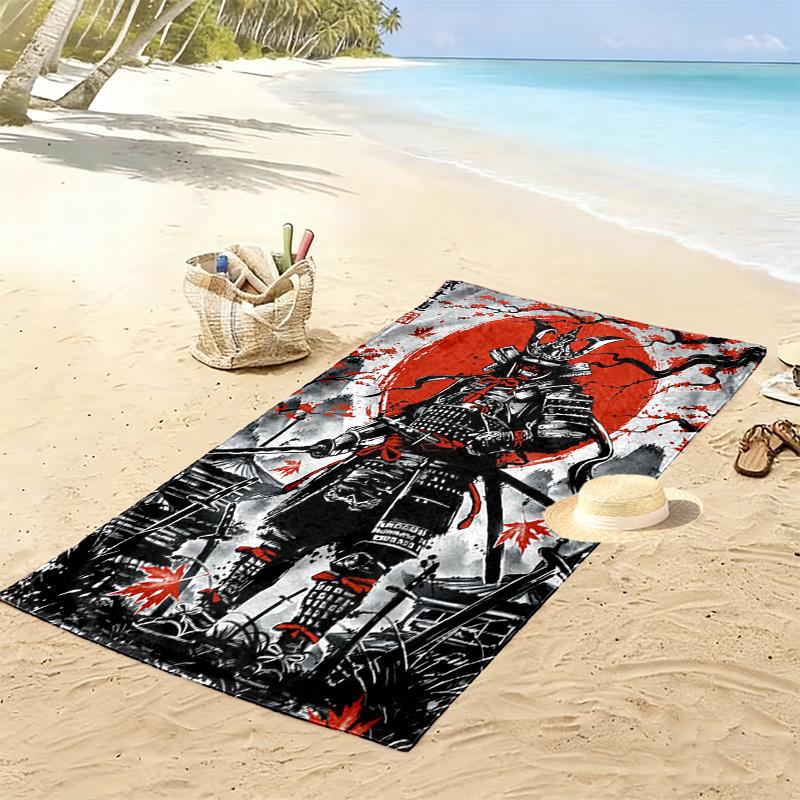 Toalla de Playa con Estampado de Samurái Japonés, Toalla Grande Suave de Secado Rápido para Playa, Camping, Natación