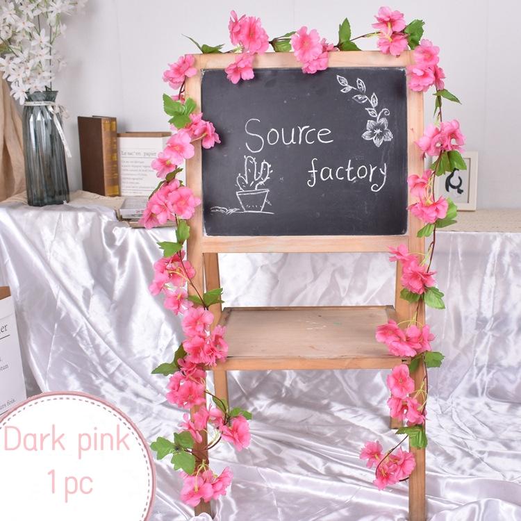 

2.3m Pink Cherry Blossom Artificial Flower Silk Garland Vine Home Party Garden Arch Wedding Background Decoration Fake Flower 2.3m