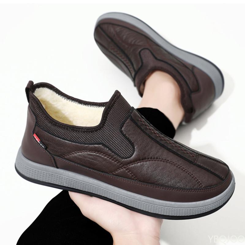 Winter Men's Warm Thick Soled Cotton Shoes Plush Work Shoes Waterproof and Comfortable Outdoor Shoes Casual Vulcanized Shoes
