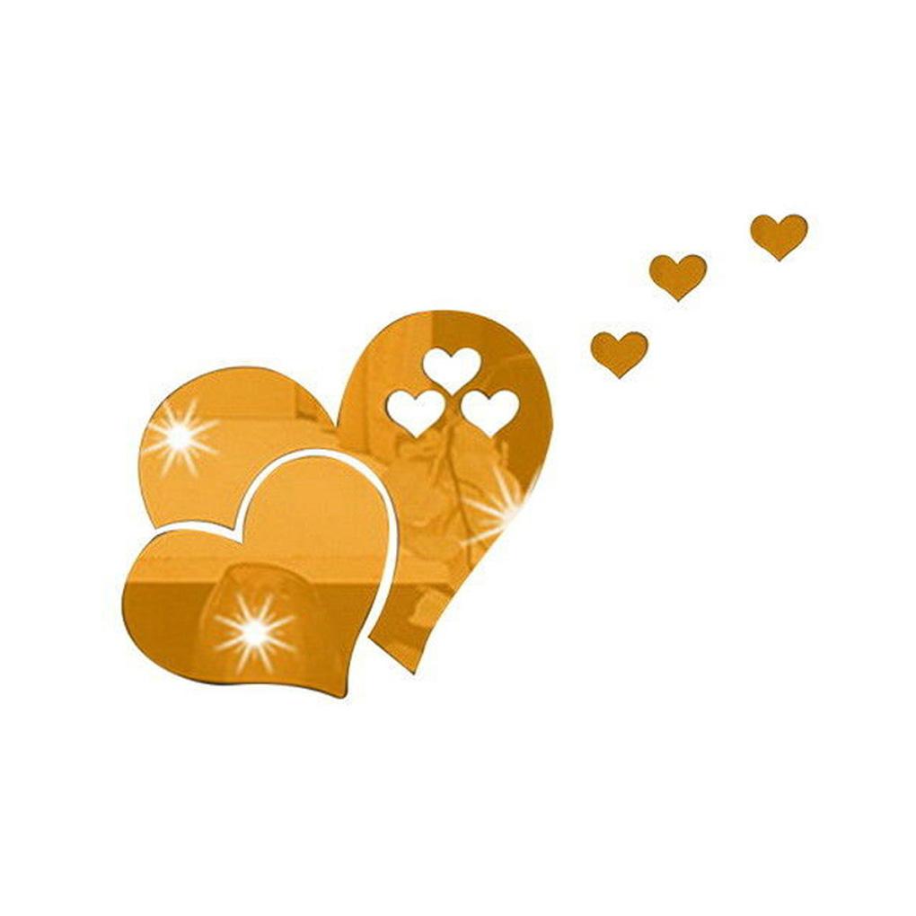 Heart Wall Stickers Detachable Home Interior Self-Adhesive Decal Art Bathroom Label for Background Reflective Surface