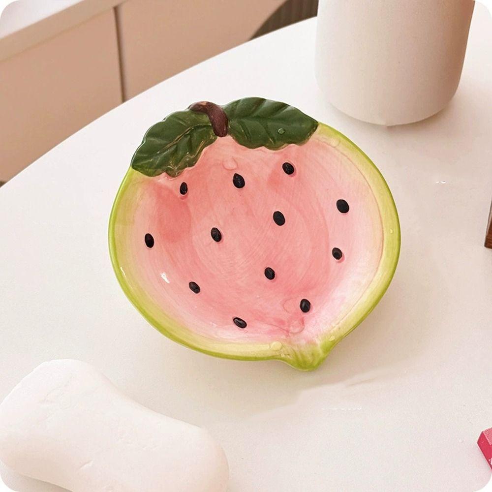 Tray Container Cute Ceramic Soap Box Watermelon Strawberry Soap Tray Decorative Portable Luxury Style Storage Plate Girls Gift