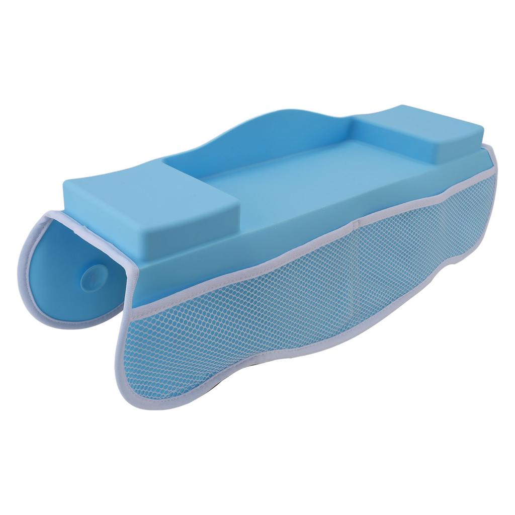 Bathtub Splash Guard with Double Sided Mesh Pockets Bath Tub Shelf Toy Holder Storage for Toddlers with Suction Cups